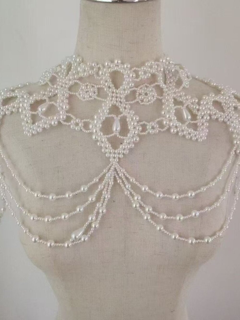 Vintage Pearl Shoulder Necklace | Bridal Body Chain Choker